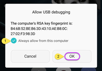 允许电脑进行 USB 调试的弹窗