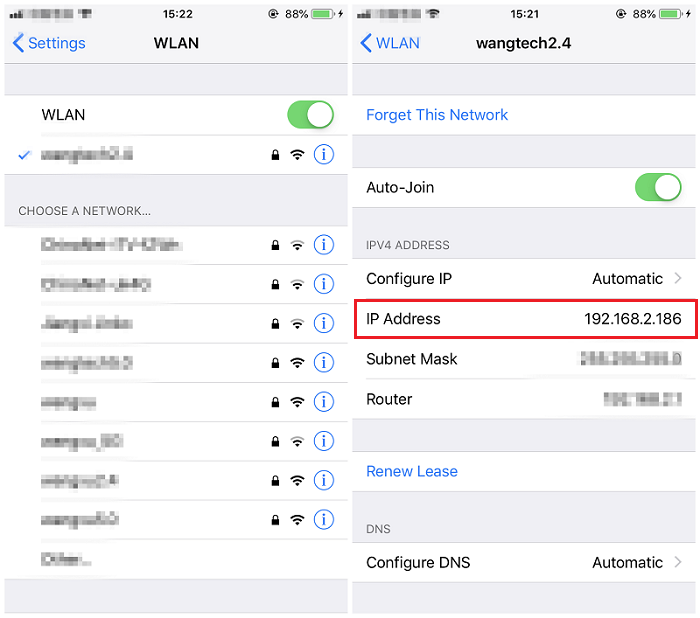 iPhone 查看 WLAN 的 IP 地址
